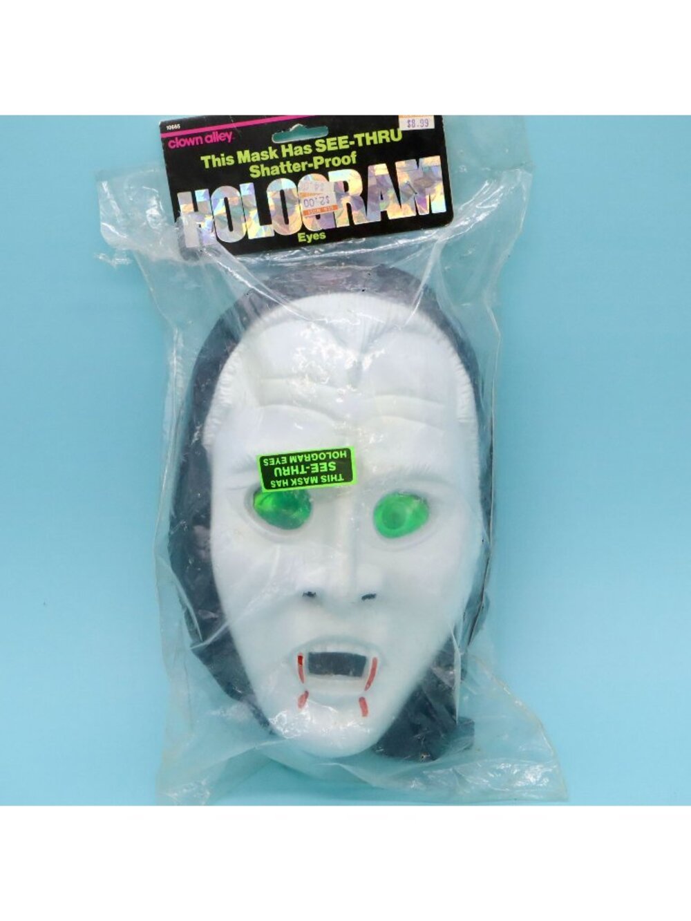 Vintage 1990's Clown Alley Vampire Mask w/ Hologram Eyes NOS Made in USA